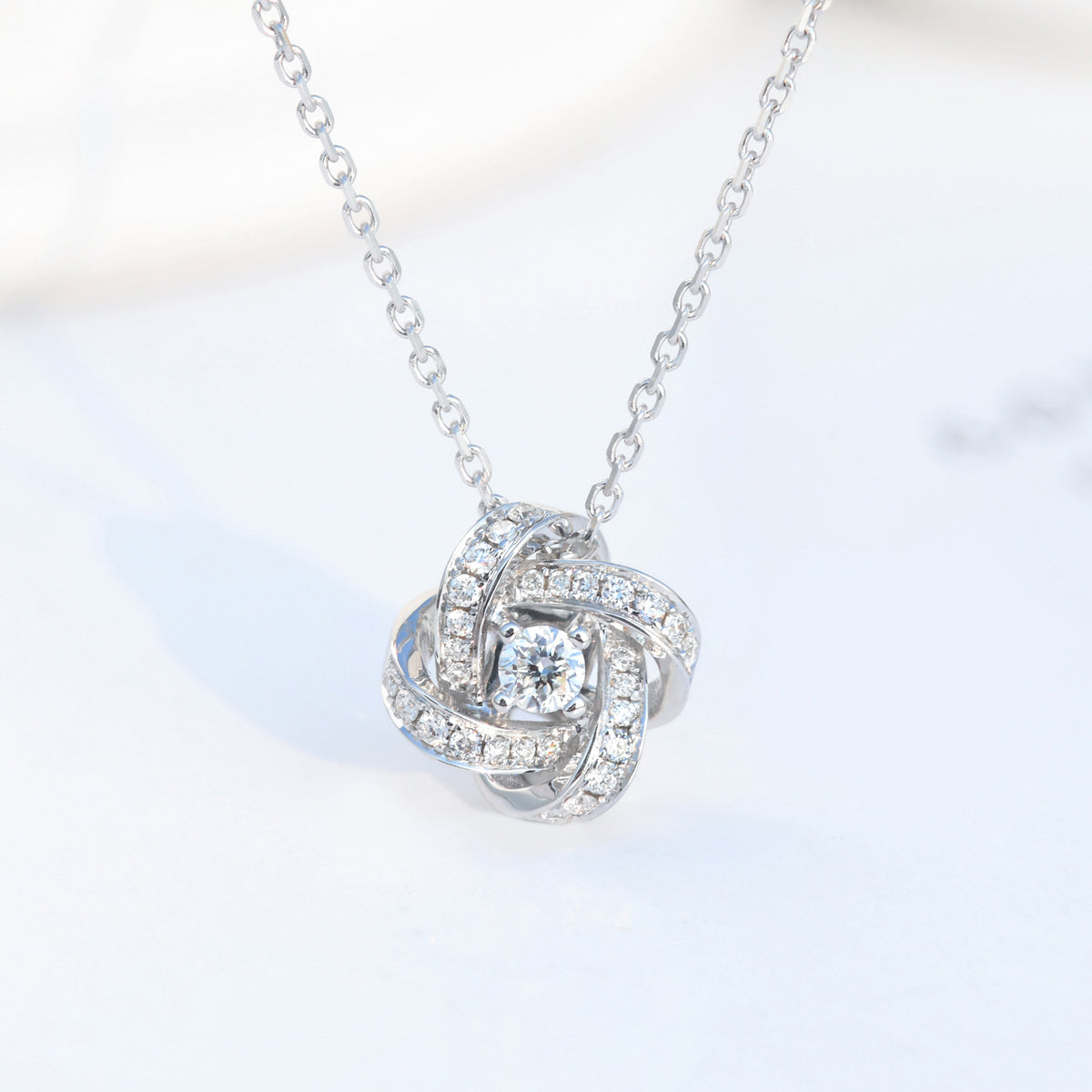 Diamond Love Knot Pendant Necklace