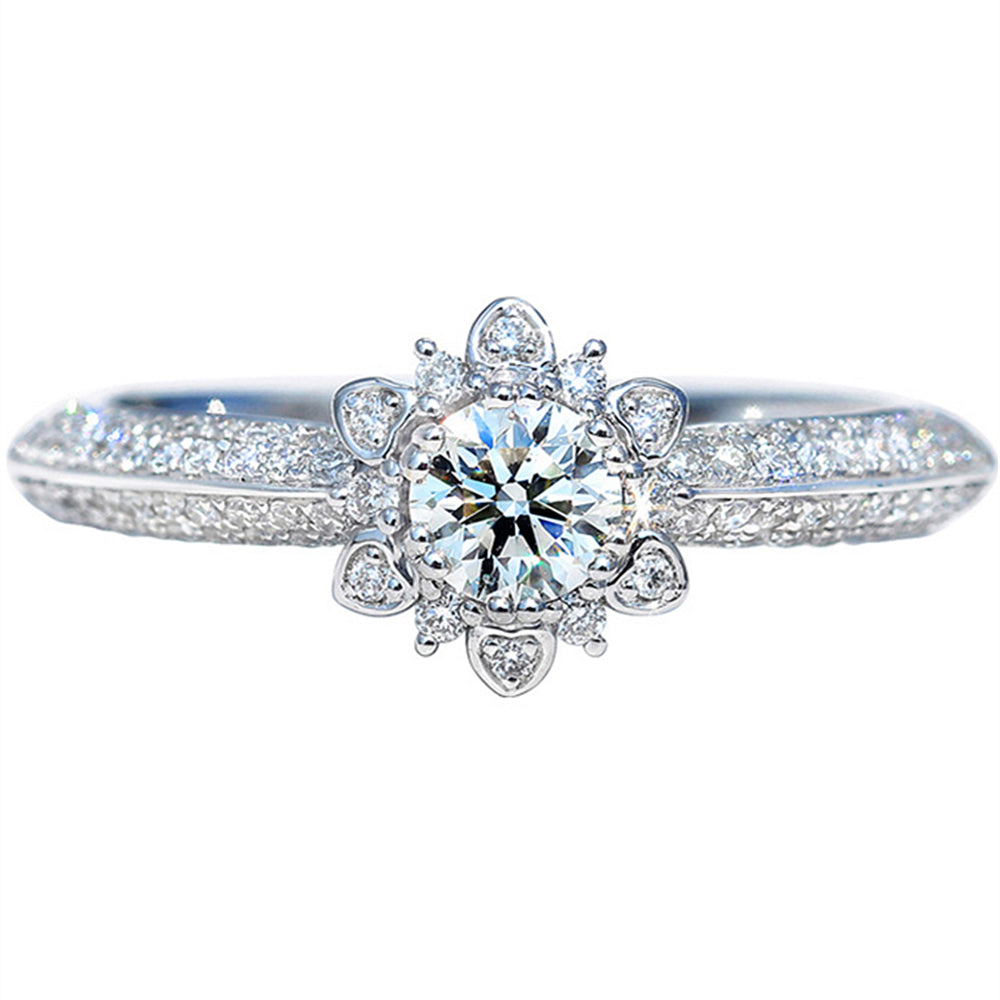 LabGrown Diamond Pave Flower Shape Engagement Ring HX Jewelry