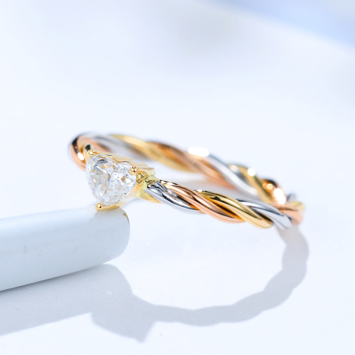 Heart Shaped Diamond Twisted Rope Engagement Ring HX Jewelry