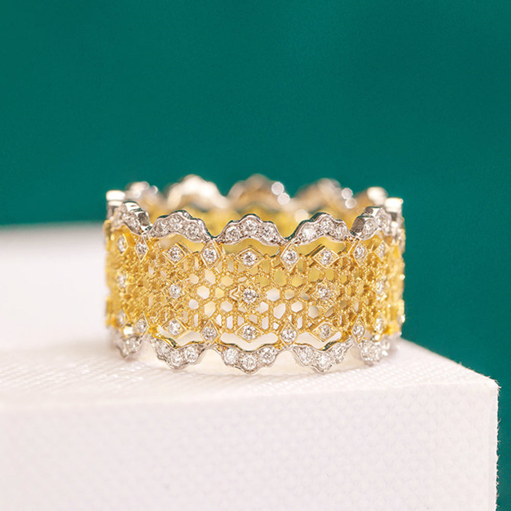 Lace Filigree Hollow Out Diamond Ring HX Jewelry