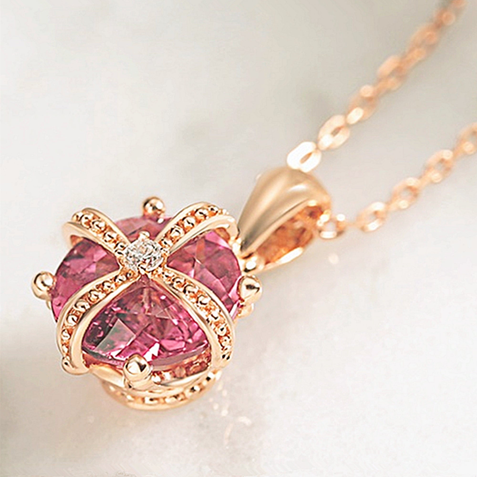 Diamond Tourmaline Crown Pendant Necklace