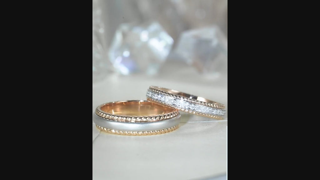 Diamond Spinner Couple Wedding Rings