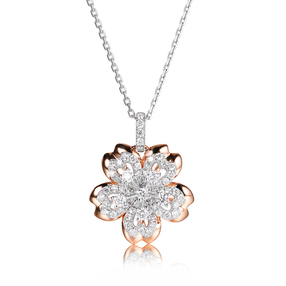 Diamond Sakura Flower Pendant | HX Jewelry