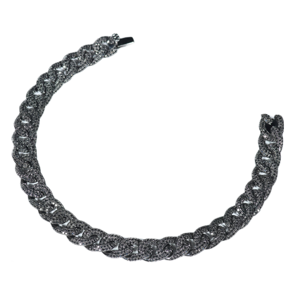 Black Diamond Cuban Link Chain Bracelet