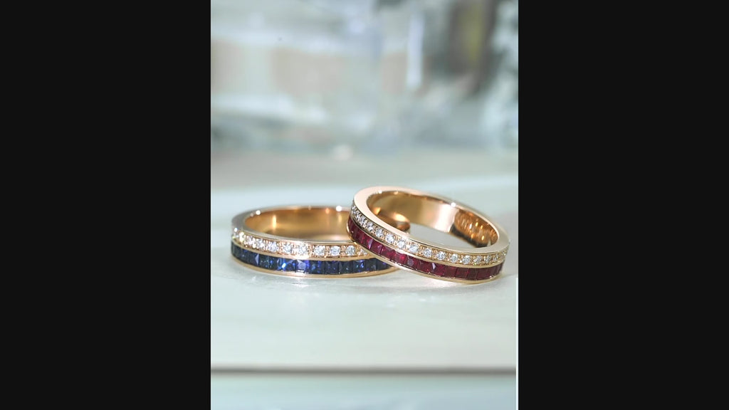 Diamond, Ruby, Sapphire or Emerald Eternity Wedding Ring