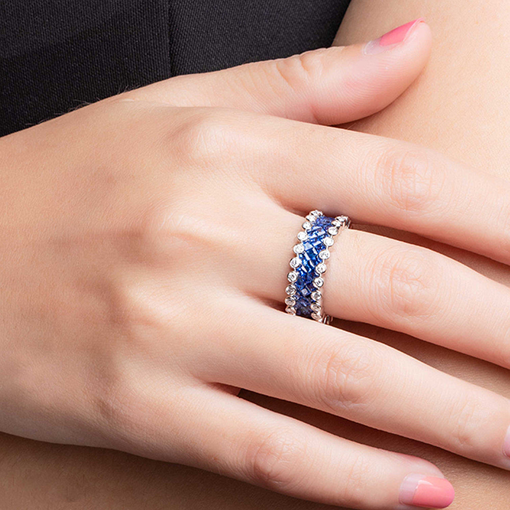 Invizable Ring Designing Invisible Setting Sapphire with Diamond Edge Full Eternity Ring | HX ...