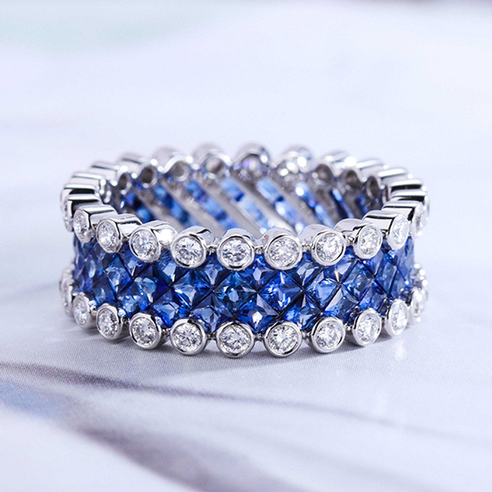 Invizable Ring Designing Invisible Setting Sapphire with Diamond Edge Full Eternity Ring | HX ...
