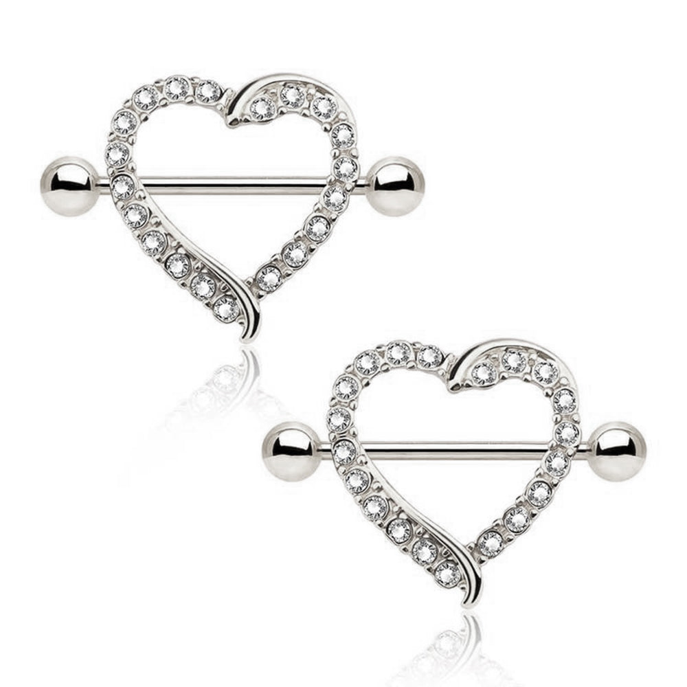 Diamond Heart Shape Nipple Shield Ring | HX Jewelry