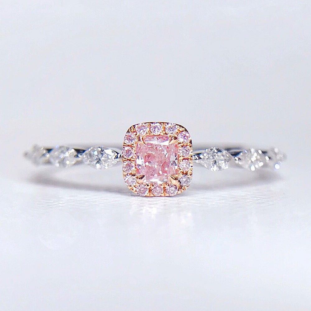 Buy Pink Diamond Floral Engagement Ring, Unique Rose Flower 0.45 Carat  Platinum,vintage Style 14K Black Gold or White Gold Handmade Online in  India - Etsy