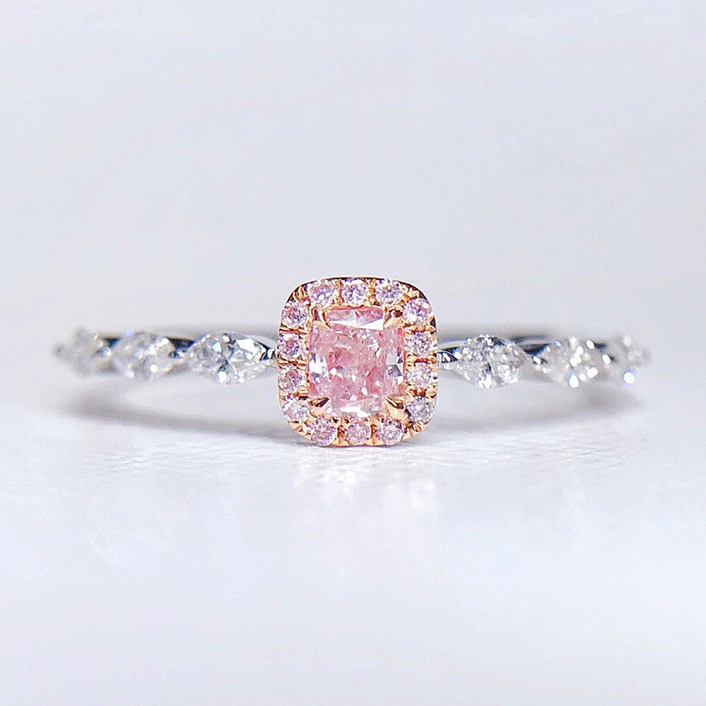 Pink cushion cut diamond ring Outlet