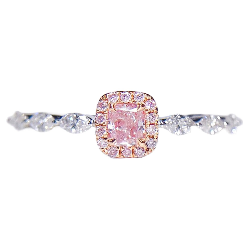 Natural Very Light Pink Diamond Necklace (Cushion Cut)