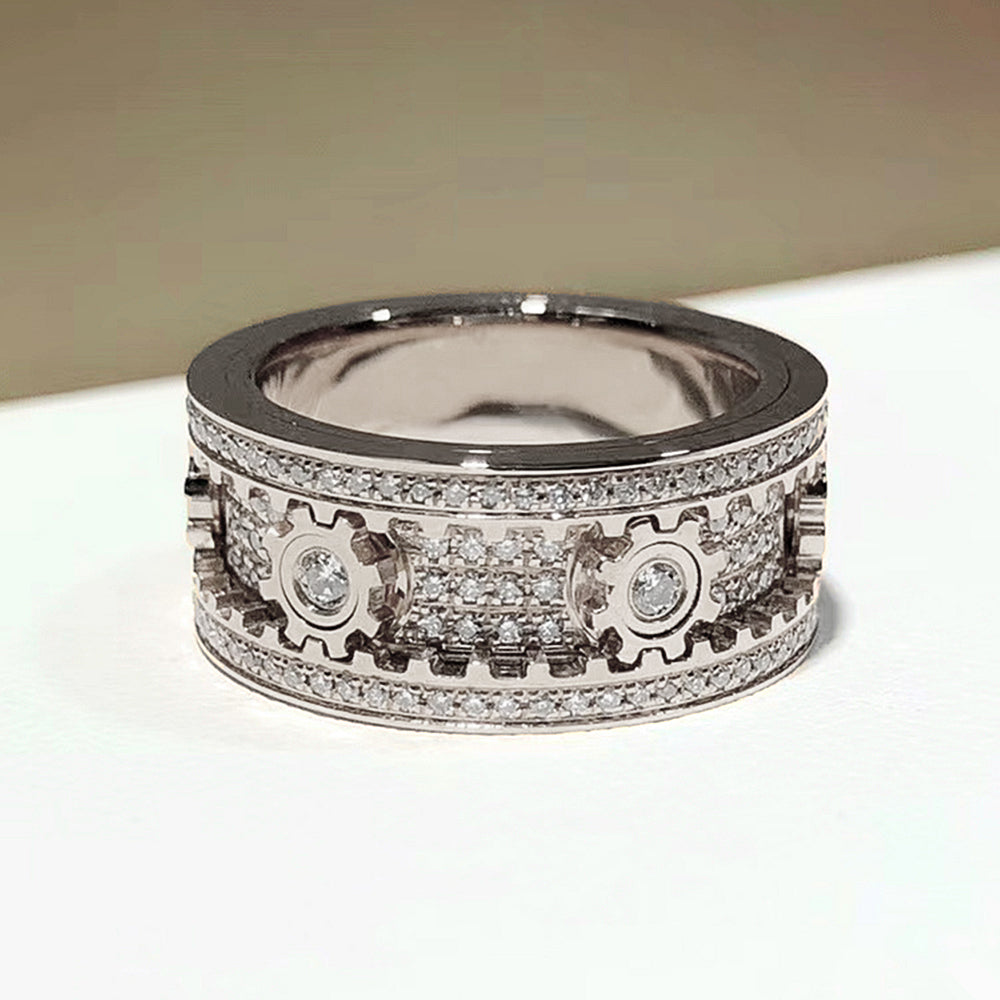 Spinning Gear Diamond Ring | HX Jewelry 14k White Gold Spinning Gear Diamond Ring | HX Jewelry 14k White Gold