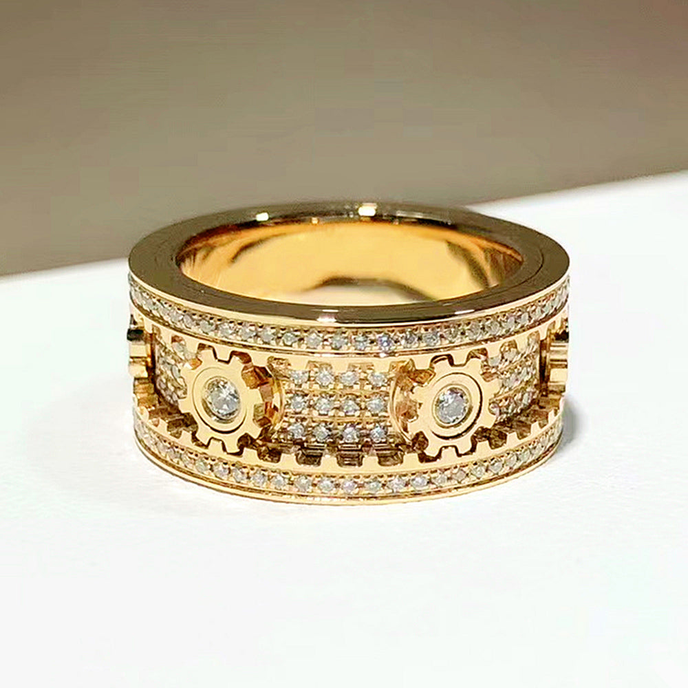 Spinning Gear Diamond Ring | HX Jewelry 14k Rose Gold Spinning Gear Diamond Ring | HX Jewelry 14k Rose Gold