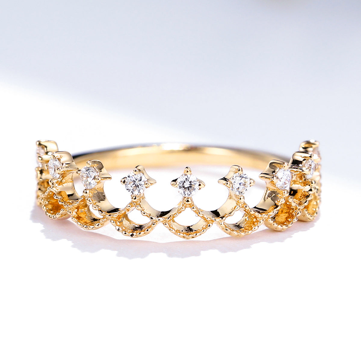 Tier Shape Diamond Rings Diamond Tiara Shape Stacking Ring | HX Jewelry