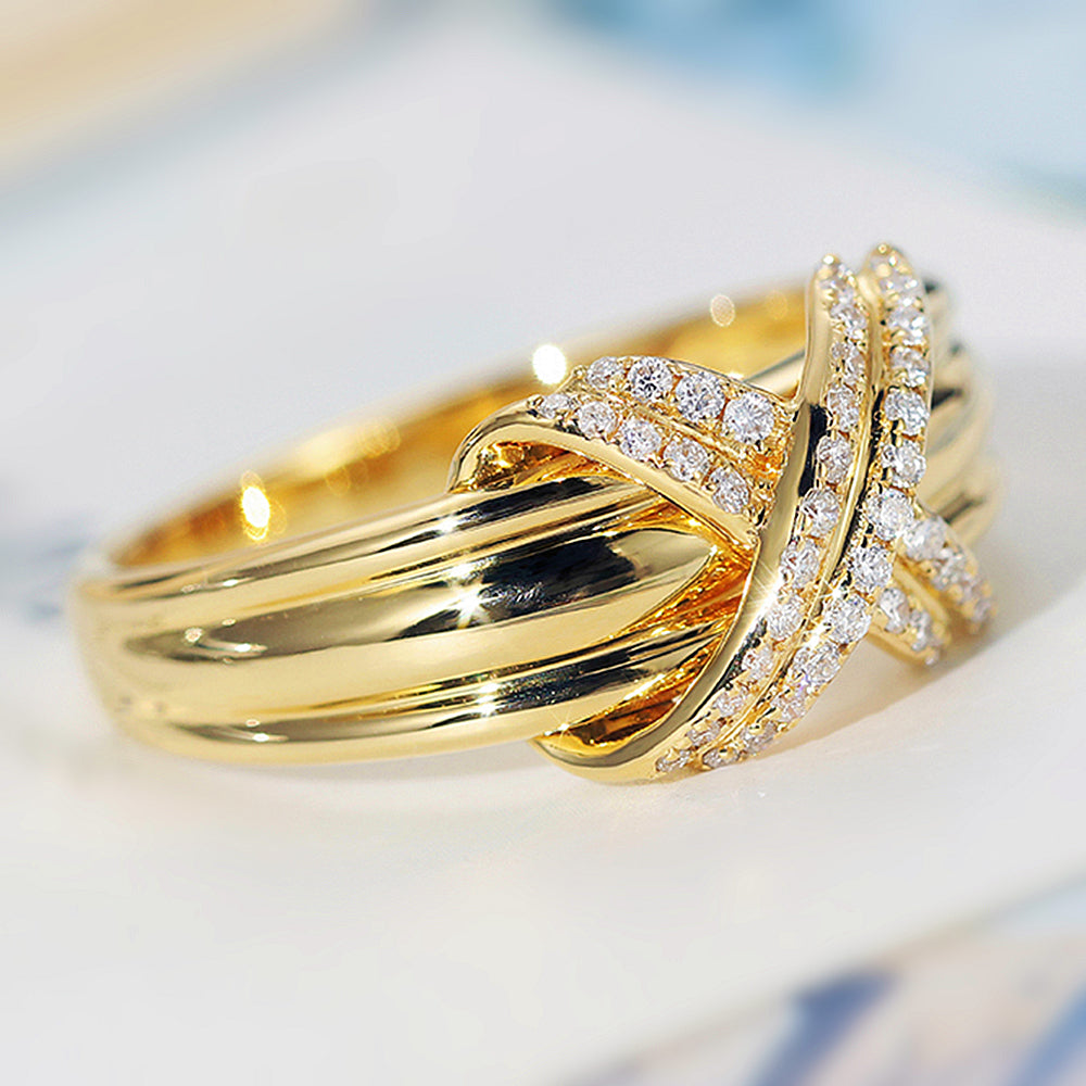 Diamond Criss Cross X Pattern Ring | HX Jewelry