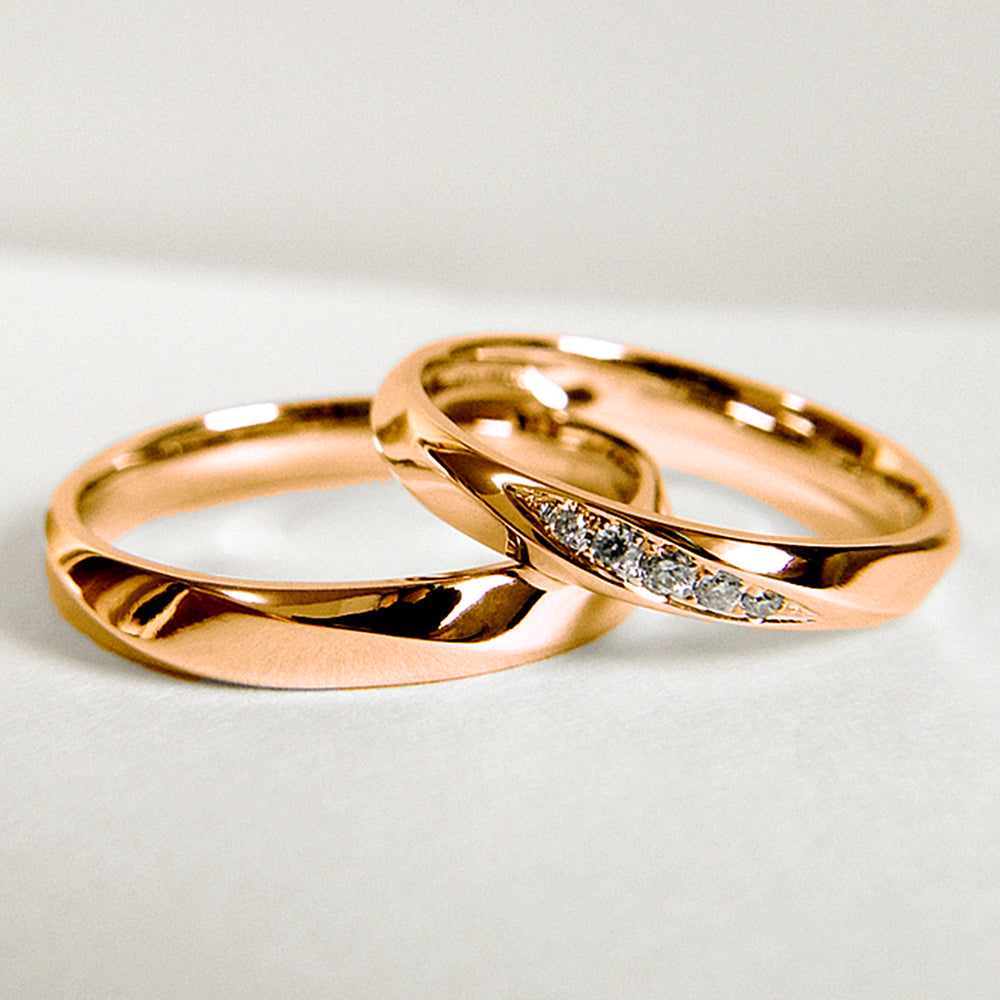 Matching Gold His Hers Polished Wedding Band Ring Set