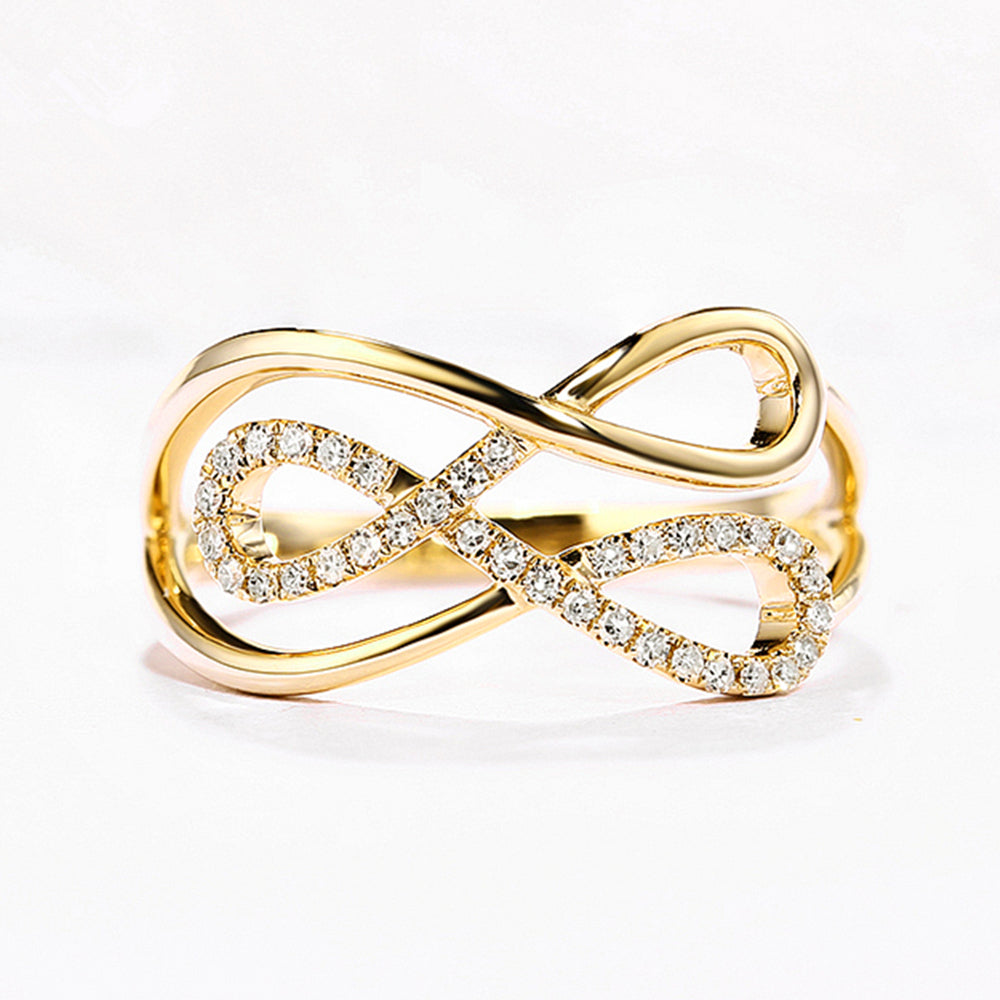 InfinityFeather™ Gold Feather and Stone Infinity Ring – Chic and Bling