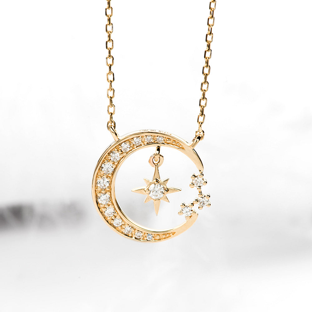 Guiding Energies - Gold Plated Moon & Star Necklace | Karma and Luck