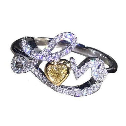 Yellow Diamond Love Heart Ring