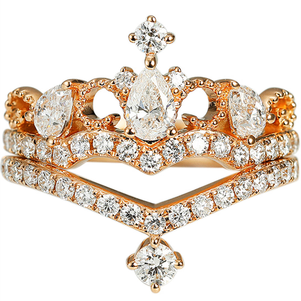Tiara Setting Ring Diamond Tiara 2 Piece Bridal Ring Set | HX Jewelry