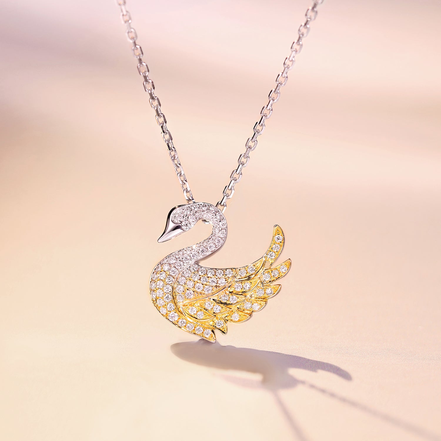 Buy 14K Gold Swan Necklace, Swan Necklace, Bird Necklace, Pair of Swans  Pendant, Swan Charm 14K Gold, Zirconia Swan Necklace, Jewelry Gift Gold  Online in India - Etsy