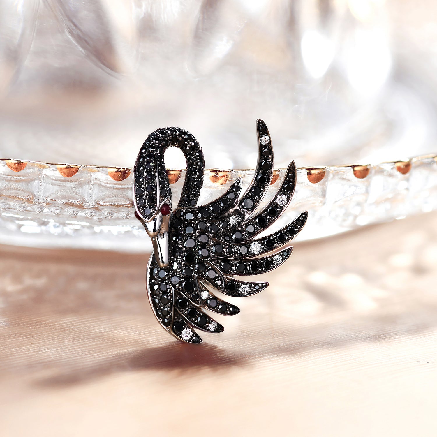 Black diamond swan necklace Clearance