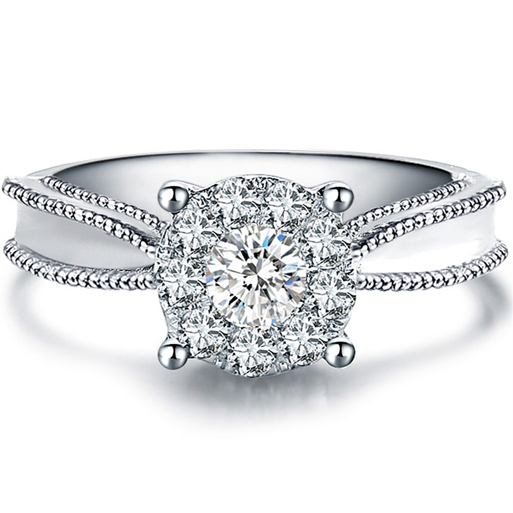 Halo GIA Diamond Cluster Engagement Ring