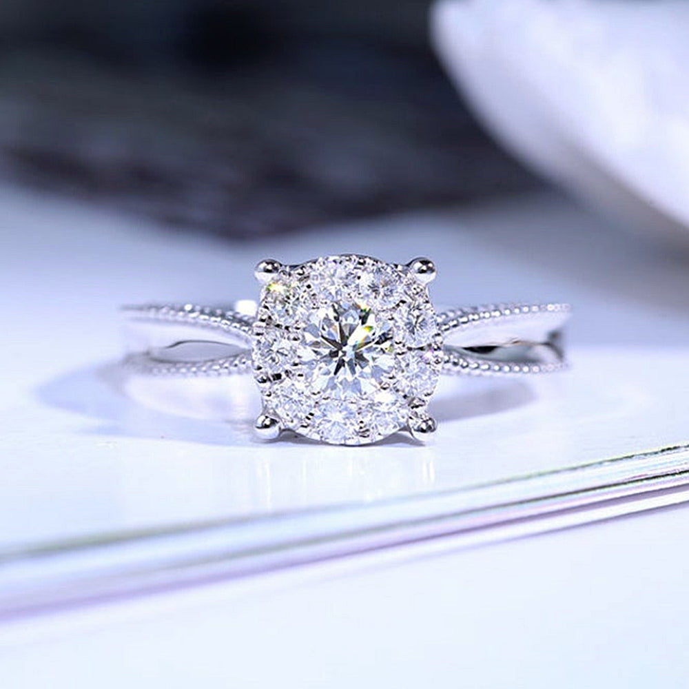 Halo GIA Diamond Cluster Engagement Ring
