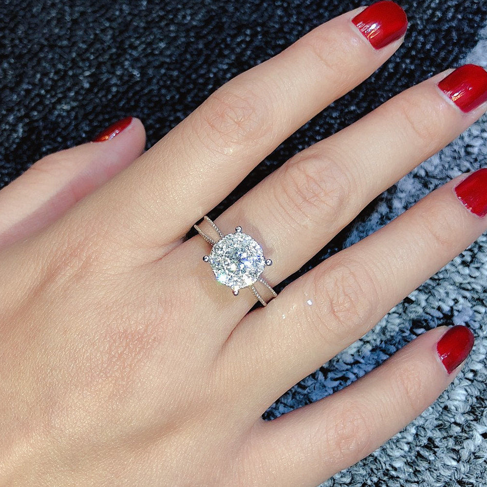 Halo GIA Diamond Cluster Engagement Ring