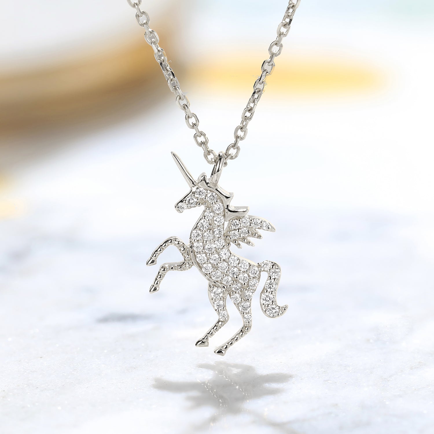 Lucky Unicorn Necklace - Personalized Sterling Silver Necklace w/ Swarovski  Crystal - Hand Stamped - Fuession Jewelry