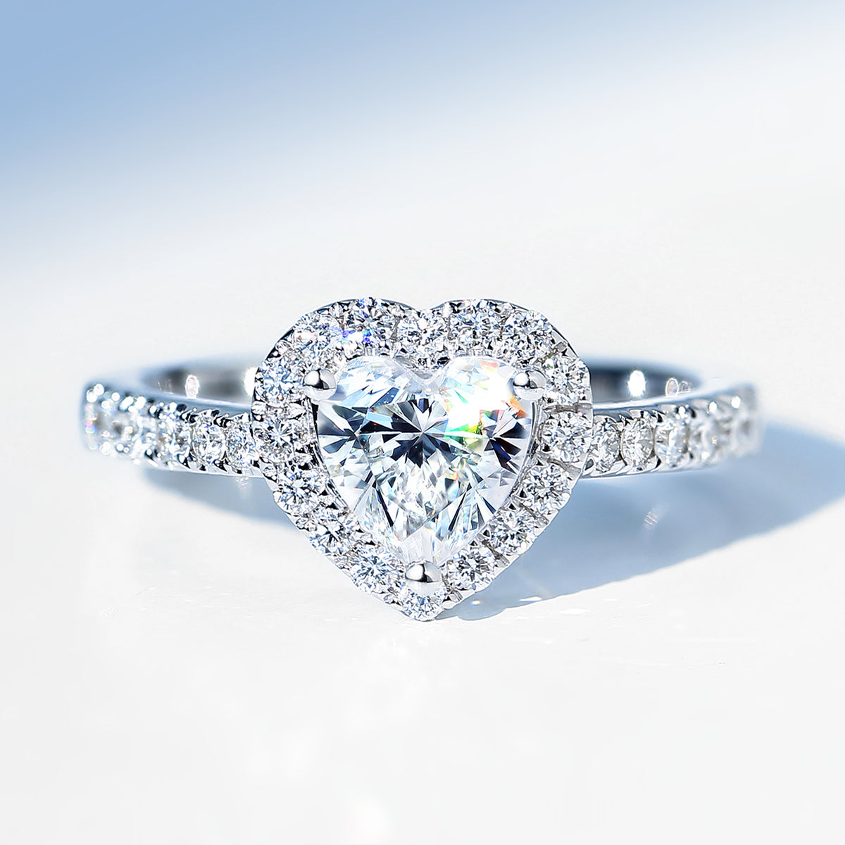 Heart Cut GIA Diamond Halo Engagement Ring | HX Jewelry