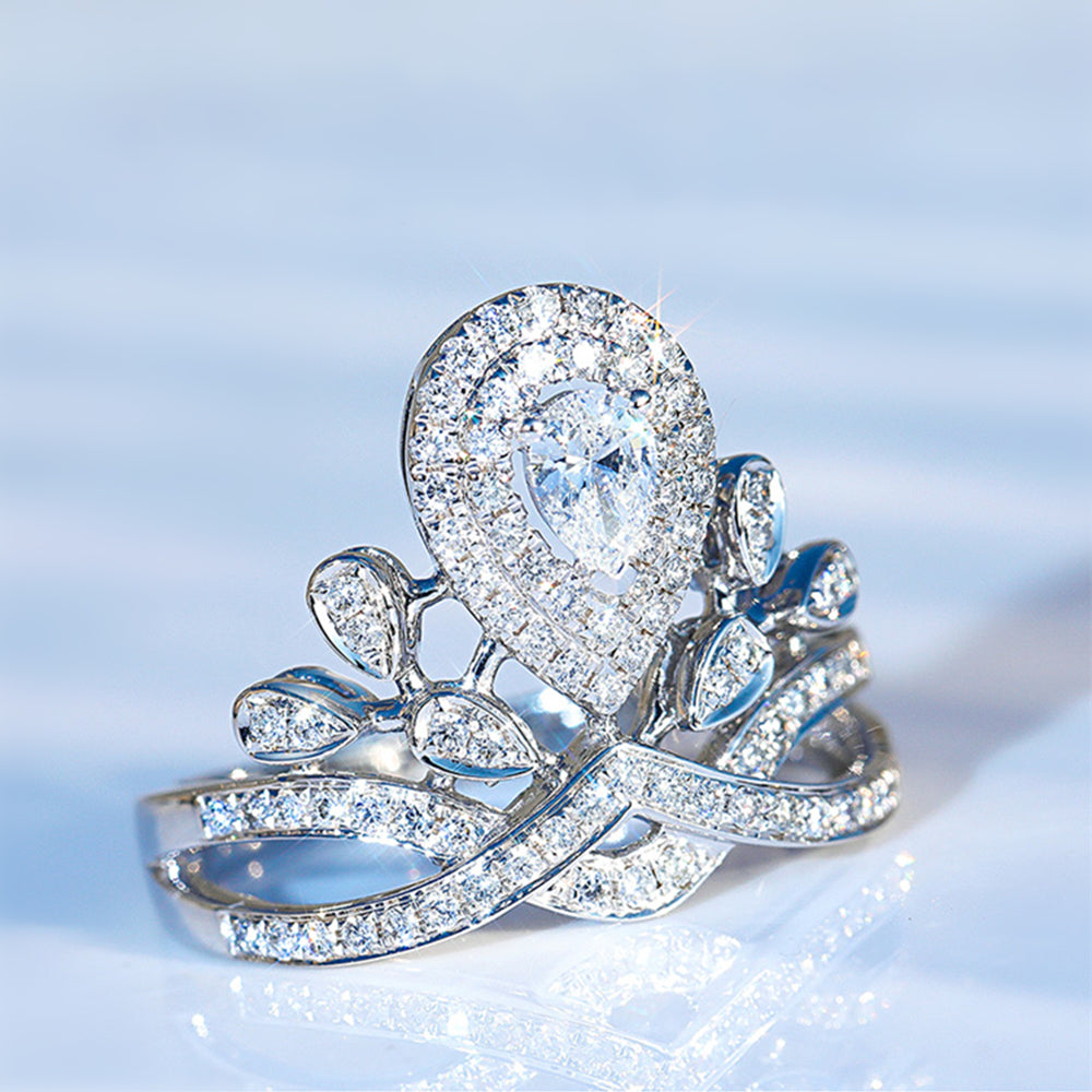 U Shaped Crown Diamond Wedding Ring Rose Gold Curved Pave Diamond Band | La  More Design