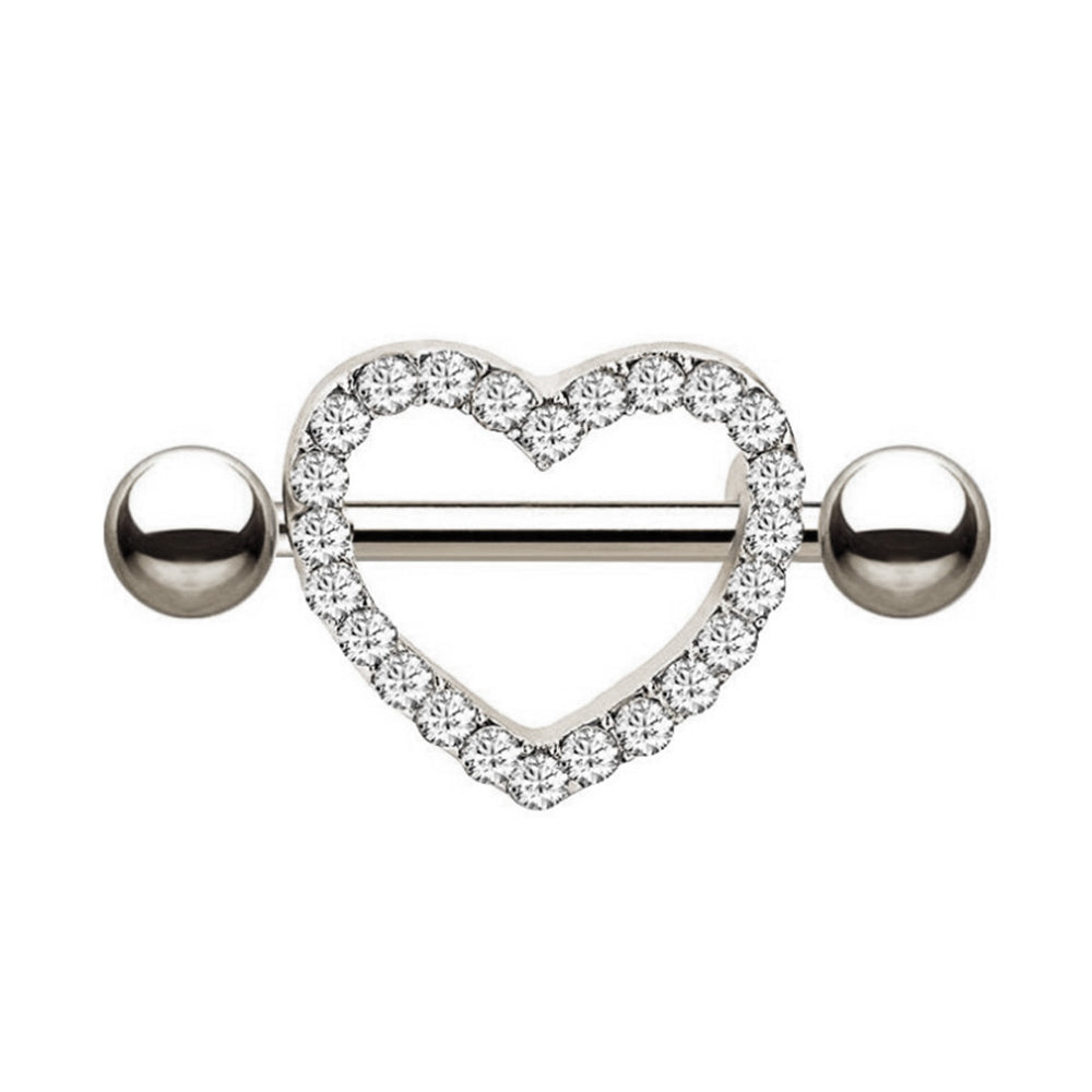 Diamond Heart Shape Nipple Shield Ring