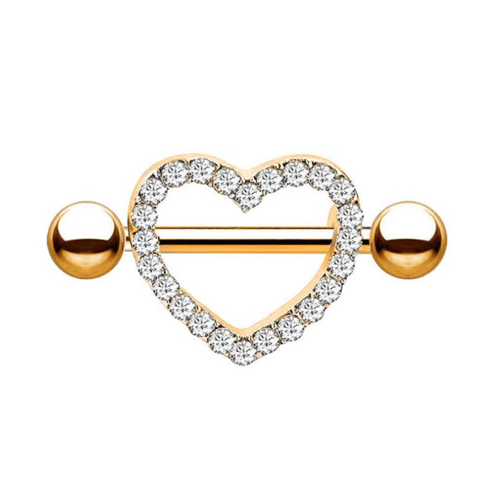Diamond Heart Shape Nipple Shield Ring - Main Image