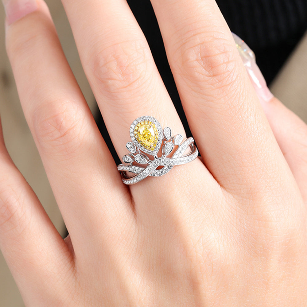 Bezel Set Pear Crown Pink Sapphire Moissanite Engagement Ring In 18K Rose  Gold | Fascinating Diamonds