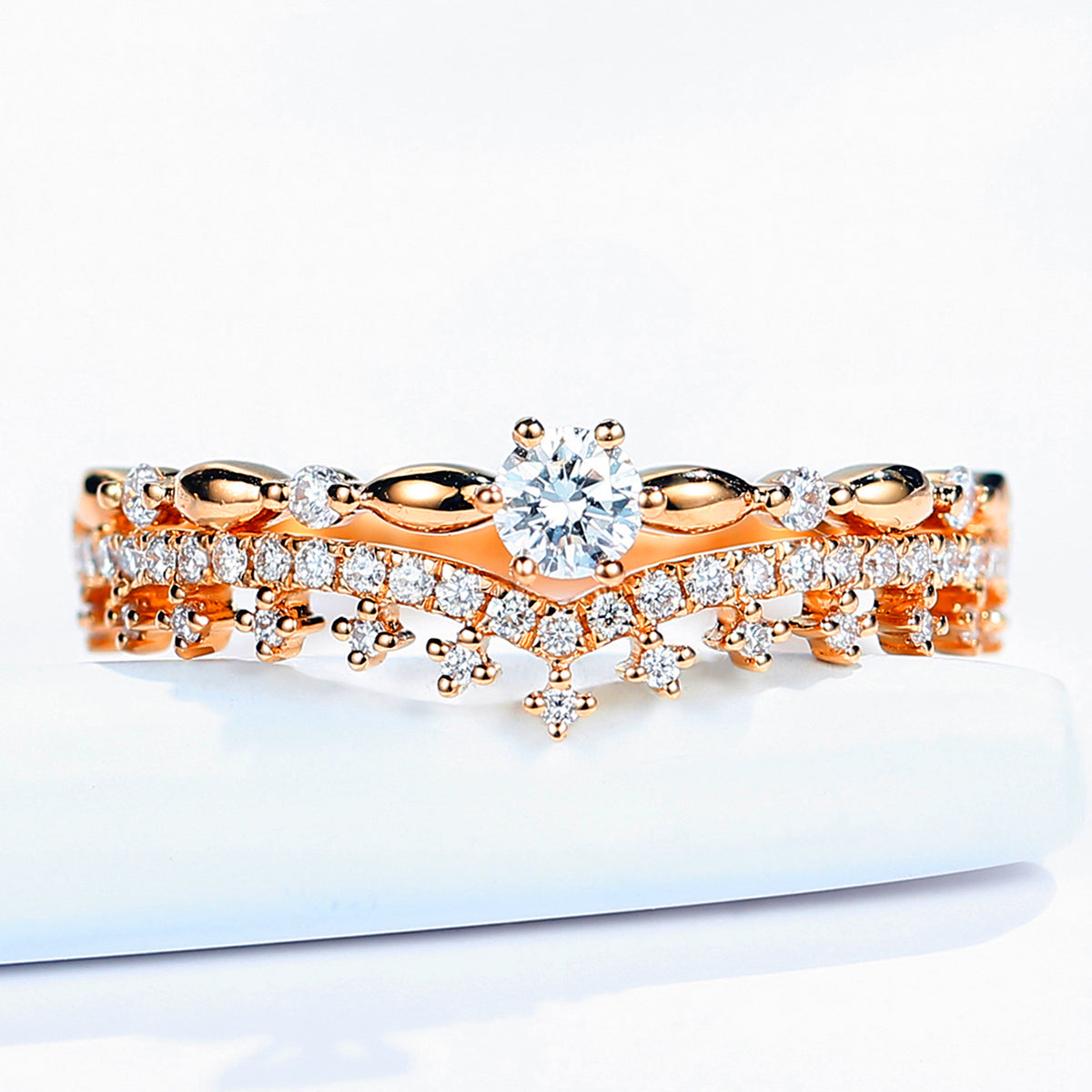 Tier Shape Diamond Rings Diamond Tiara Shape Wedding Ring | HX Jewelry